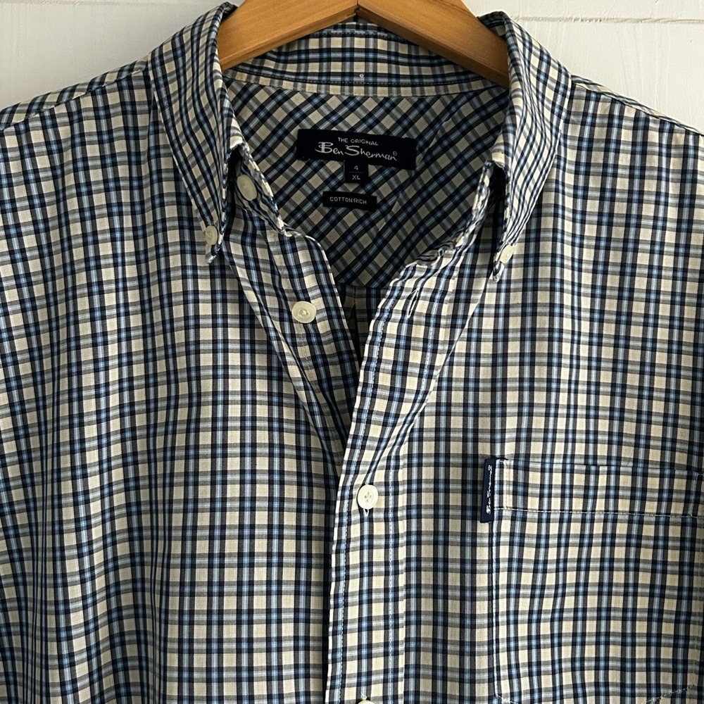 Ben Sherman Men’s Size XL Short Sleeve Button Down Check Shirt